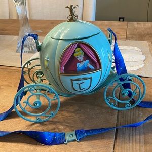 Disney Parks refillable popcorn bucket Cinderella royal carriage blue